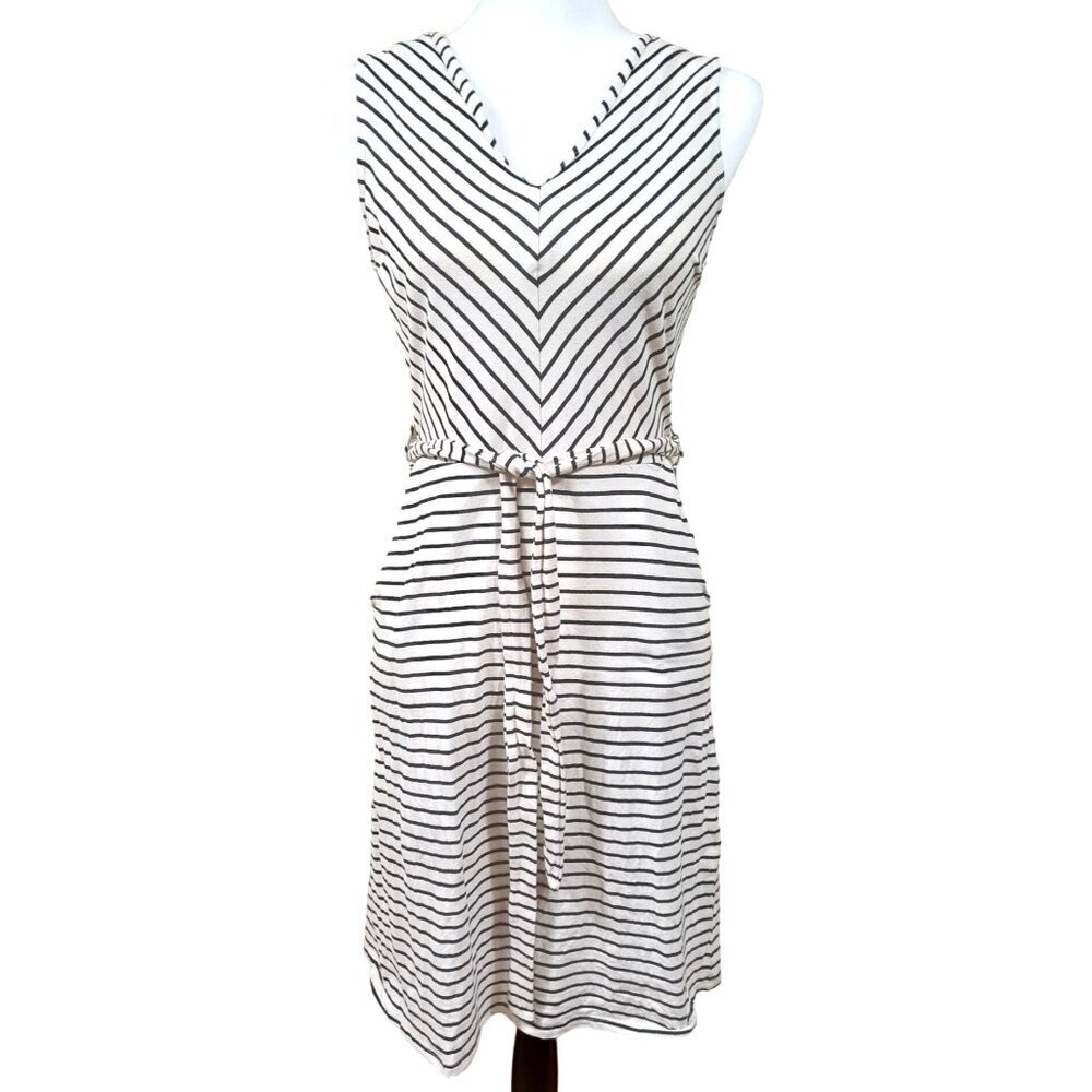 Monteau Los Angeles Womens White/Black Stripe Tied Waist Dress Size Small - Picture 3 of 14